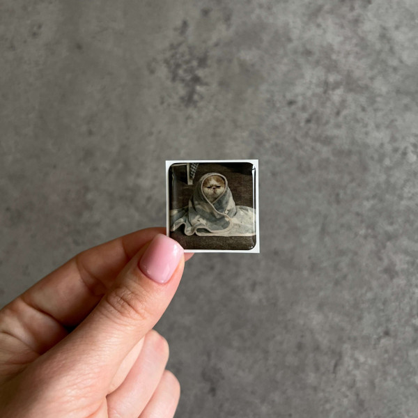 3D sticker "Kitten wrapped in a blanket"