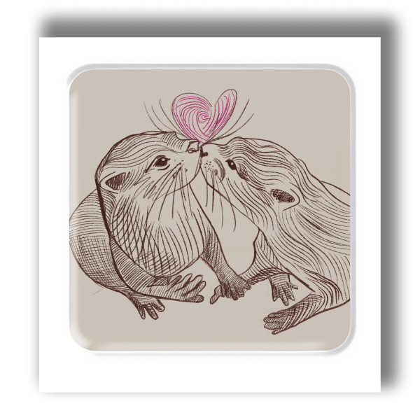 3D sticker "Loving otters"