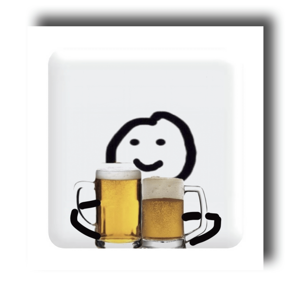  3D sticker "Little man and beer mugs"