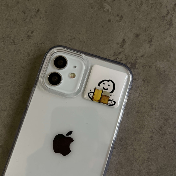  3D sticker "Little man and beer mugs"