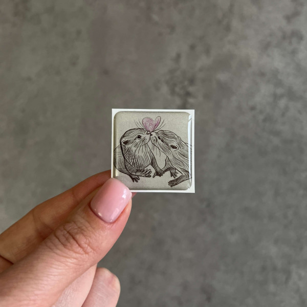 3D sticker "Loving otters"