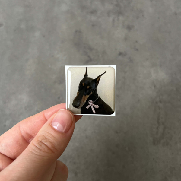3D sticker "Doberman with a Bow"